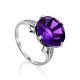 Stunning Deep Purple Amethyst Ring With Crystals, Ring Size: 8 / 18, image 