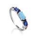 Refined Silver Ring With Opal And Tanzanite, Ring Size: 8 / 18, image 