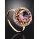Vintage Design Gilded Silver Ring With Morganite And Crystals, Ring Size: 8.5 / 18.5, image , picture 2