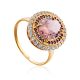 Vintage Design Gilded Silver Ring With Morganite And Crystals, Ring Size: 8.5 / 18.5, image 
