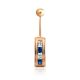 Geometric Design Gold Crystal Belly Button Ring, image 