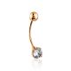 Simplistic Design Gold Crystal Navel Ring, image , picture 3
