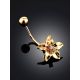 Floral Design Golden Belly Button Piercing Ring, image , picture 2