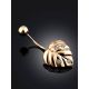 Leaf Motif Gold Crystal Navel Piercing Ring, image , picture 2