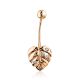 Leaf Motif Gold Crystal Navel Piercing Ring, image 