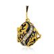 Leaf Motif Gilded Silver Enamel Locket Pendant With Tiny Enamel Butterfly The Romanov, image 