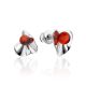 Bright Silver Amber Stud Earrings The Palazzo, image 