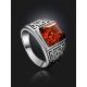 Silver Amber Statement Ring, Ring Size: / 24, image , picture 2