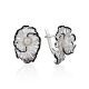 Chic Silver Earrings With Pearls And Enamel, image 