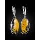 Fabulous Silver Amber Dangle Earrings The Lagoon, image , picture 3