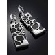 Bold Geometric Silver Jet Earrings, image , picture 2