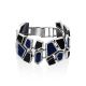 Chunky Silver Obsidian Bracelet With Denim Details, image , picture 5