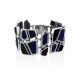 Chunky Silver Obsidian Bracelet With Denim Details, image 