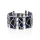 Chunky Silver Link Bracelet With Denim And Obsidian, image 
