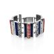 Chunky Silver Rhodonite Link Bracelet, image 