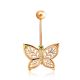 Butterfly Motif Gilded Silver Navel Ring, image 