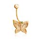 Butterfly Motif Gilded Silver Navel Ring, image , picture 3