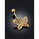 Butterfly Motif Gilded Silver Navel Ring, image , picture 2