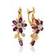 Floral Design Amethyst Topaz Earrings, image 