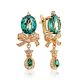 Amazing Gilded Silver Earrings With Green Quartz And Crystals, image 
