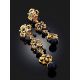 Gilded Silver Dark Pearl Dangle Earrings With Topaz And Crystals, image , picture 2