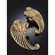 Wing Motif Gilded Silver Earrings, image , picture 2