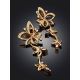 Charming Floral Design Gilded Silver Garnet Earrings, image , picture 2
