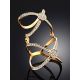 Criss Cross Design Gilded Silver Crystal Ring, Ring Size: 7 / 17.5, image , picture 2