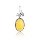 Simplistic Design Silver Amber Pendant, image 