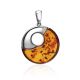 Stylish Silver Amber Round Pendant The Sunrise, image 
