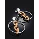 Fabulous Silver Hoops With Rose Plated Chains, image , picture 2