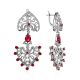 Heart Motif Silver Crystal Dangle Earrings, image 