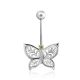 Butterfly Motif Silver Chrysolite Navel Piercing, image 