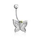 Butterfly Motif Silver Chrysolite Navel Piercing, image , picture 3