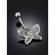 Butterfly Motif Silver Chrysolite Navel Piercing, image , picture 2