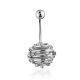 Stylish Silver Crystal Navel Piercing, image 