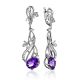 Ultra Feminine Silver Amethyst Dangle Earrings, image 