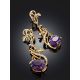 Fabulous Gilded Silver Amethyst Earrings, image , picture 2
