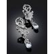 Fuchsia Motif Silver Crystal Earrings, image , picture 2