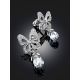 Cute Bow Motif Silver Crystal Dangle Earrings, image , picture 2