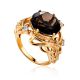 Voluptuous Gilded Silver Smoky Quartz Ring, Ring Size: 6.5 / 17, image 