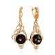 Intricate Design Gilded Silver Smoky Quartz Earrings, image 