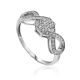 Infinity Motif Silver Crystal Ring, Ring Size: 6.5 / 17, image 