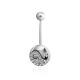 Yin-Yang Motif Sterling Silver Crystal Navel Piercing, image 