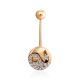 Yin-Yang Motif Gilded Silver Crystal Navel Piercing, image 