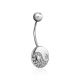 Yin-Yang Motif Sterling Silver Crystal Navel Piercing, image , picture 3