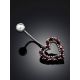Cute Heart Motif Silver Garnet Navel Piercing, image , picture 2