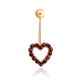Cute Heart Motif Gilded Silver Garnet Navel Piercing, image 