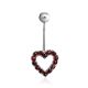 Cute Heart Motif Silver Garnet Navel Piercing, image 