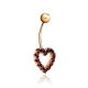 Cute Heart Motif Gilded Silver Garnet Navel Piercing, image , picture 3